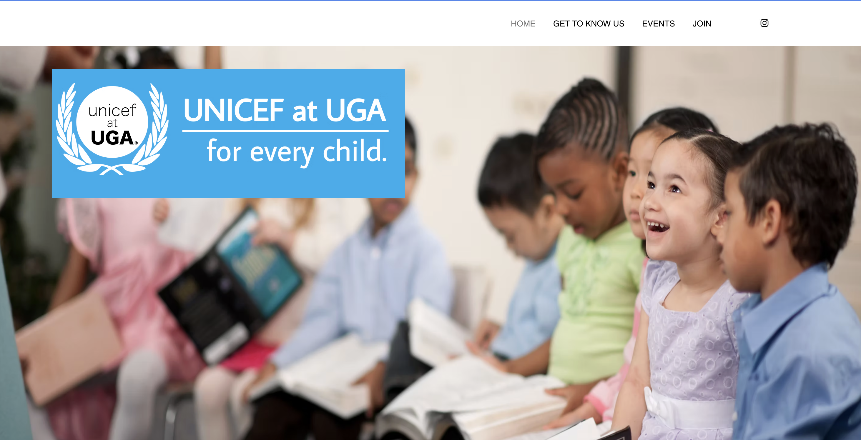 The redesigned UNICEF at UGA home page with the consolidated four-item navigation.